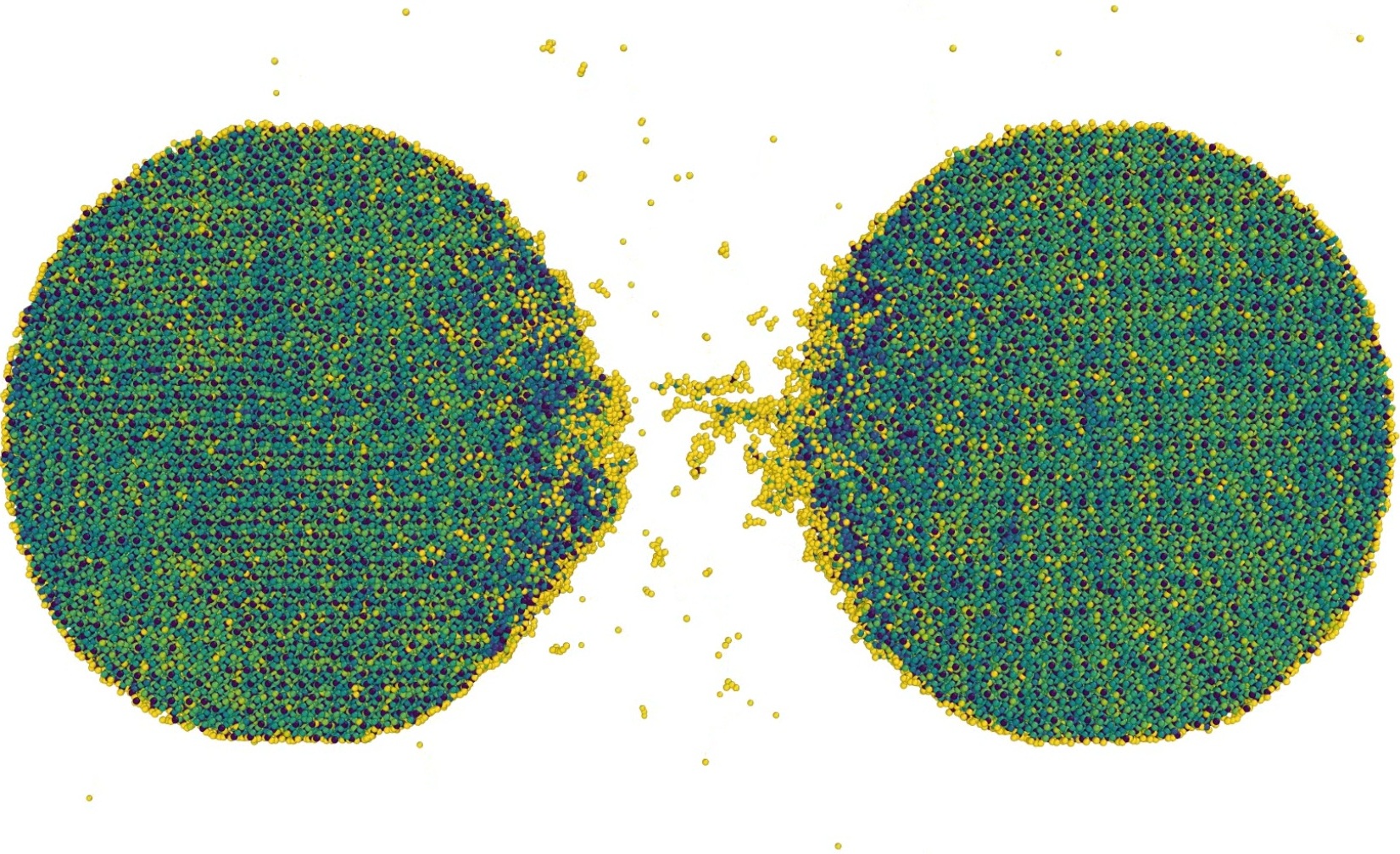 Molecular dynamics collision simulation